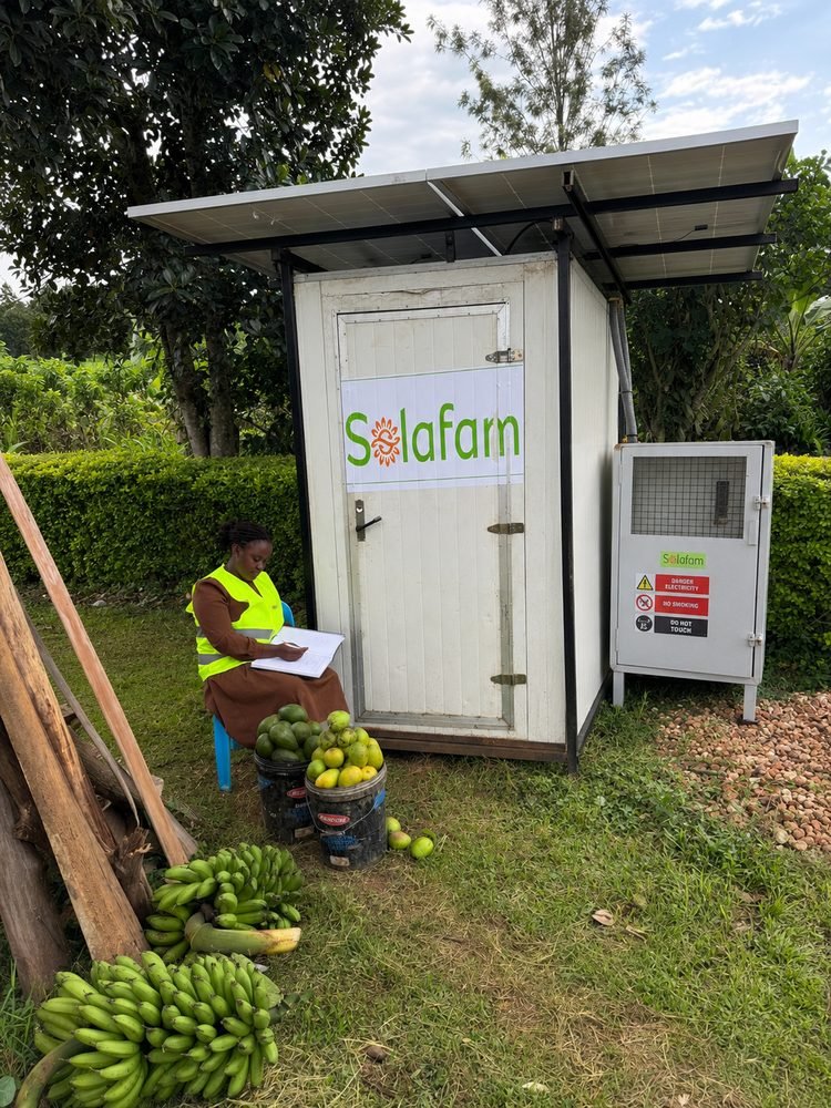 Solafam solar powered cold storage room in the field