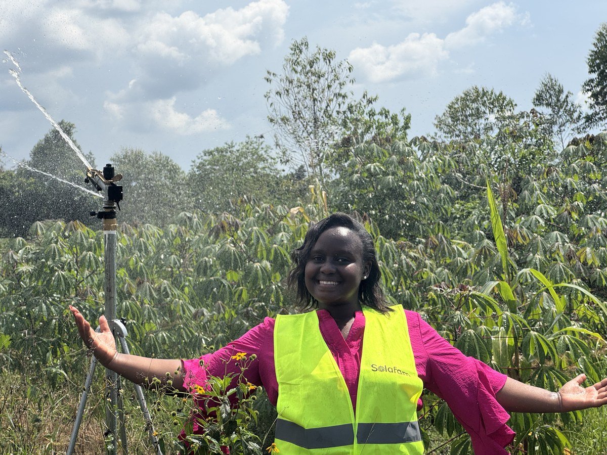 Solafam field agent with shared solar powered irrigation equipment